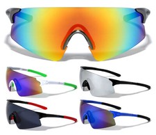 OVERSIZED RIMLESS ONE PIECE SHIELD LENS WRAP AROUND SPORT SUNGLASSES RETRO NWT