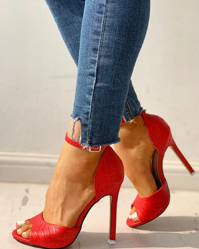 Sandali donna cinturino alla caviglia tacco alto punta aperta estivi stiletto corte scarpe festa- - Foto 7 di 18