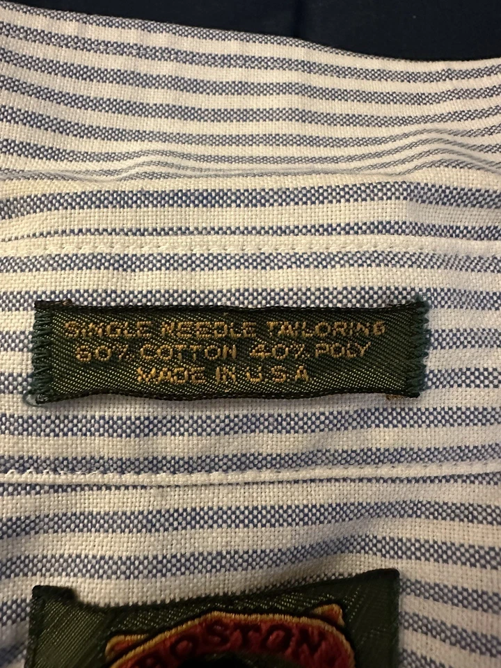 Boston Traders Shirt 16 32/33 Blue White Striped Collared Long Sleeve Button up - Image 3 of 4