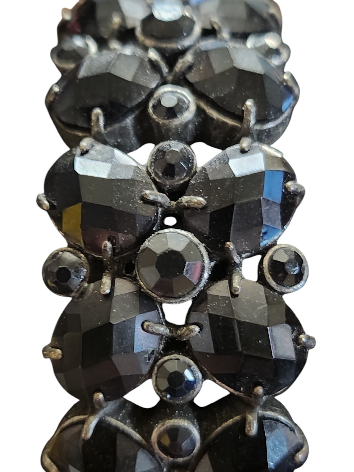 Vintage Stretch Statement Bracelets Set Black & A… - image 3