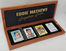 Eddie Mathews Autographed Porcelain Baseball Card Set With 3 Signed Cards 36/512