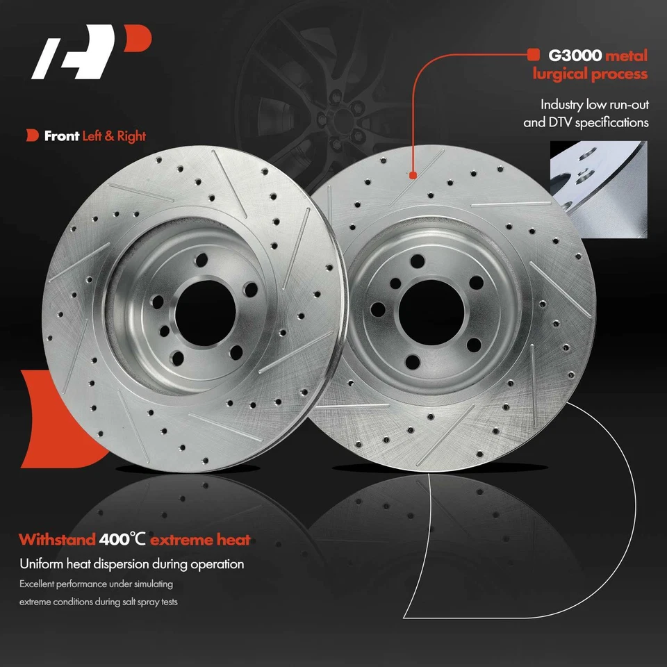 2x Drilled Brake Rotors Front LH & RH for BMW F10 F12 G32 535i 535d 640i xDrive - Image 3 of 4