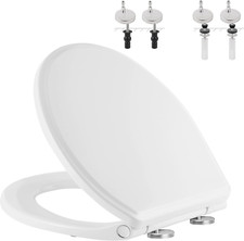Premium round Toilet Seat with Cover Quiet Close, One-Click to Quick Release, Ea