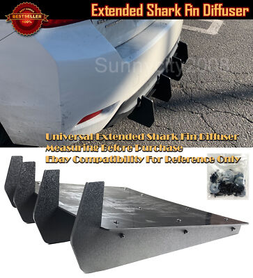SDeelCase Rear Bumper Diffuser With 4 Shark Fin Wind Blade Extensions For BMW - Black Plastic (Fits 2022-2023, Check Size)