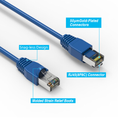 200'FT Cat8 2GHz 40G 23-AWG SSTP Shielded LAN Network ethernet