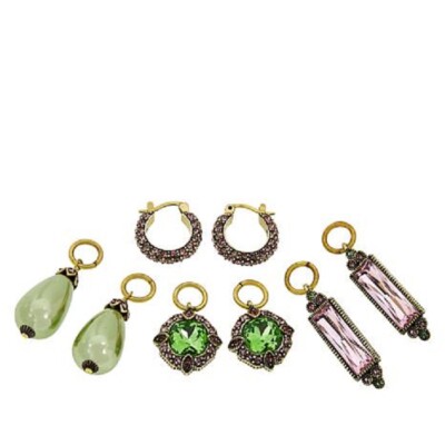 HEIDI DAUS  ''Sparkling Trinity'' Crystal Earring Set Rose Color 4 Pairs NWT