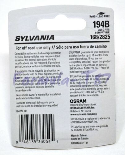 Sylvania LED Light 194 T10 Blue 10000K Two Bulbs License Plate Tag Replace EO - Picture 3 of 12