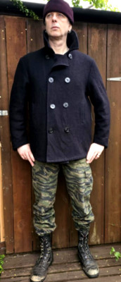 US Navy Vintage Pea Coat XL Winter Weather Issue Deck Jacket Heavy Dark Blue