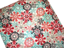 WORLD MARKET BLACK RED TEAL AMBER MEDALLION FLORAL (1) OBLONG TABLECLOTH 60 X 90