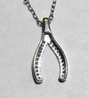 New 925 sterling silver .06ct SI1 H diamond Wishbone pendant necklace 1.9g 18" — photo 3