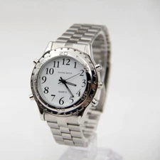 Quality FRENCH Talking Watch Visually Impaired 2 Extra BATTERIES Metal Band