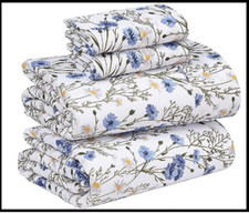 100 Cotton Percale Sheet QueenSize Bed 16"Deep Pocket Perfect Fitting Sweet Pea