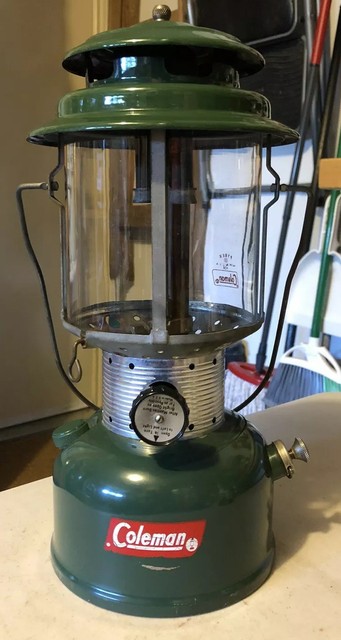 Vintage 1973 Coleman 220F Double Mantle Green Camping Lantern for sale