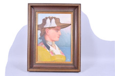 Gemälde Portrait Mädchen in Tracht, Anf. 20.Jhdt1/Neue Sachlichkeit.