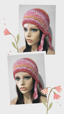 crochet handmade womans biker hat skull beanie chemo pink lemonade