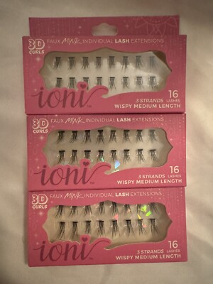 NEW Ioni 3D Faux Mink Individual Lash Extensions Wispy Volume Medium