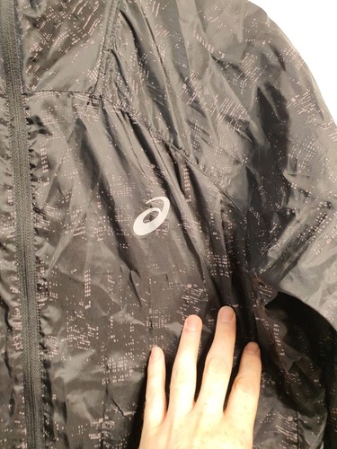 asics jacket size medium black motion protect zip windbreaker gym running active - Picture 5 of 20
