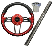RHOX Aviator Yamaha G14 G16 G19 G22 Golf Cart Steering Wheel Kit - Red
