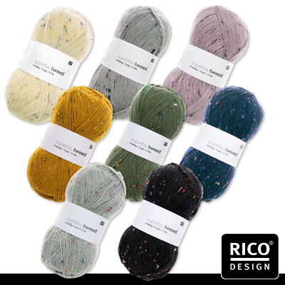 Rico Design 5 x 100 g superba tweed 4-fädig Sockengarn Wolle Stricken 8 Farben