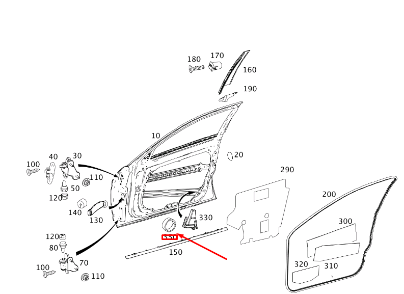 MERCEDES-BENZ E W212 Türverkleidung vorne Dämpfung A2186820208