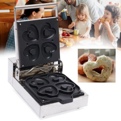 Commercial Electric Mini Donut Maker Waffle Machine 4pc Heart Shape Waffle Maker