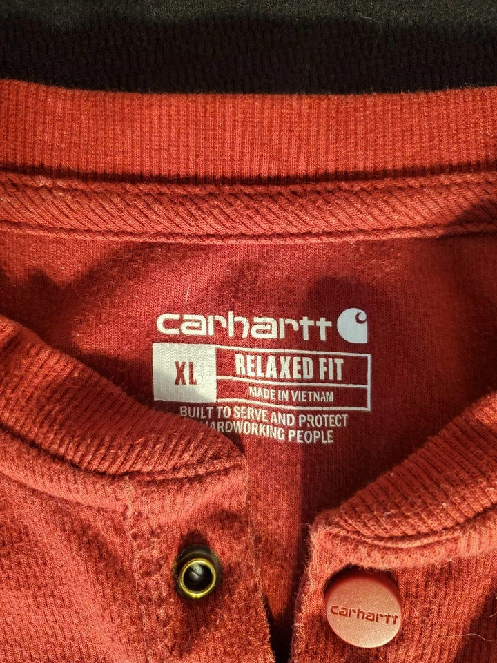 Lote De 2 Camisas Térmicas Carhartt Henley Calce Relajado XL Colores Negro Y Rojo Foto 4 de 4