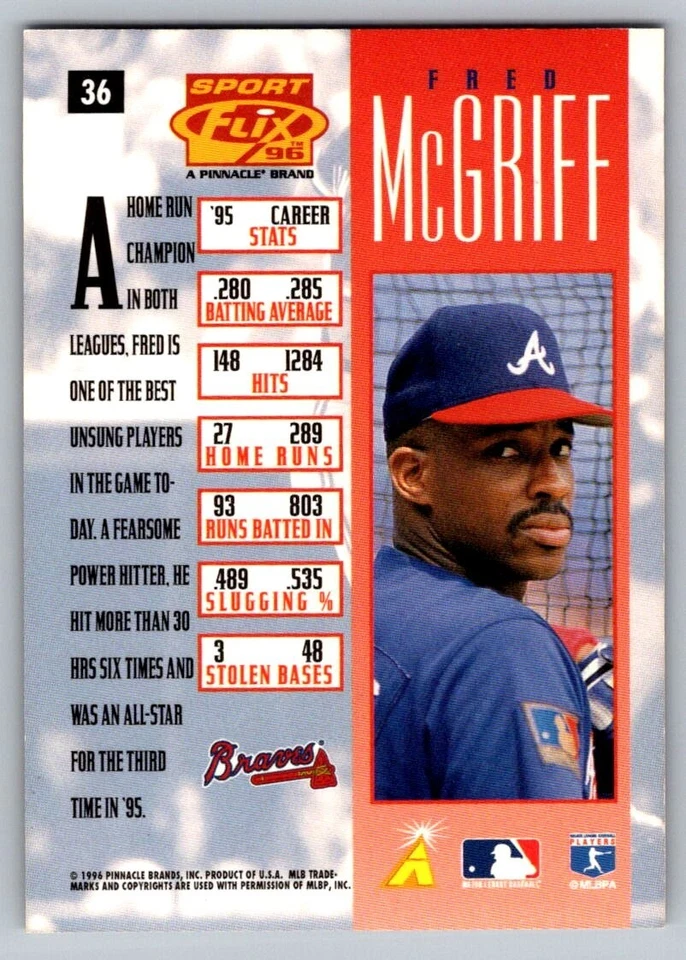 1996 Sportflix - Fred McGriff #36 - Image 2 of 2