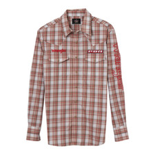 WRANGLER RED PLAID PBR LONG SLEEVE - MENS SHIRT