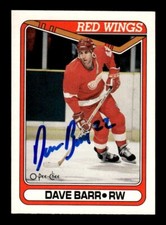 DAVE BARR SIGNED 1990-91 O-PEE-CHEE #308 DETROIT RED WINGS ON-CARD AUTO