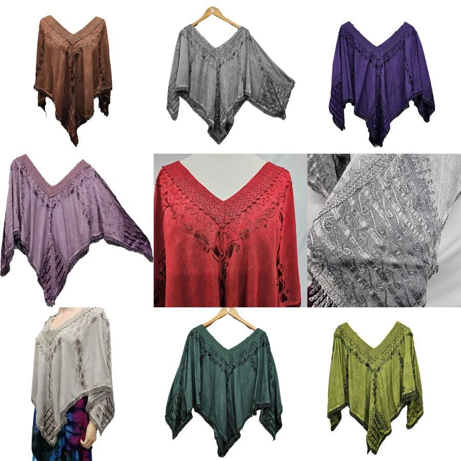 Boho Embroidered Poncho Shawl Rayon Wrap Cape Tassel Fashion Free Size S M L XL
Opens in a new windo