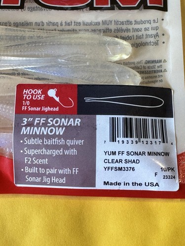 Lot of 2 Yum Forward Facing Sonar Minnow 3” Gizzard Shad/Clear Shad - Picture 3 of 3