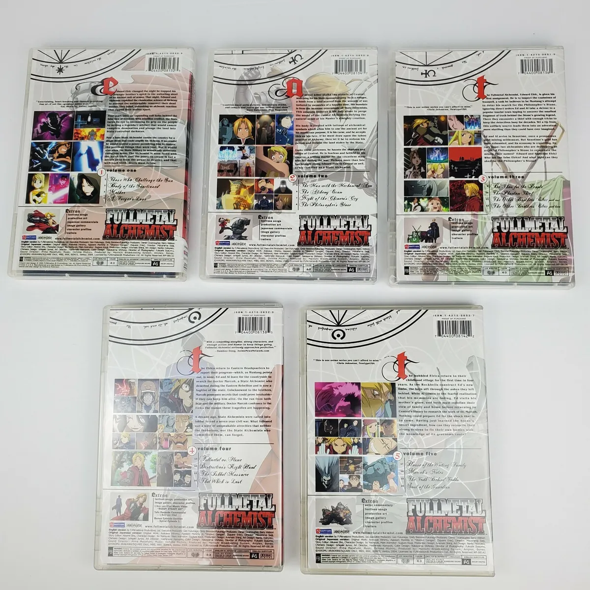 Fullmetal Alchemist 5 DVD Lot - Volume 1 - 5 Complete With Inserts Anime