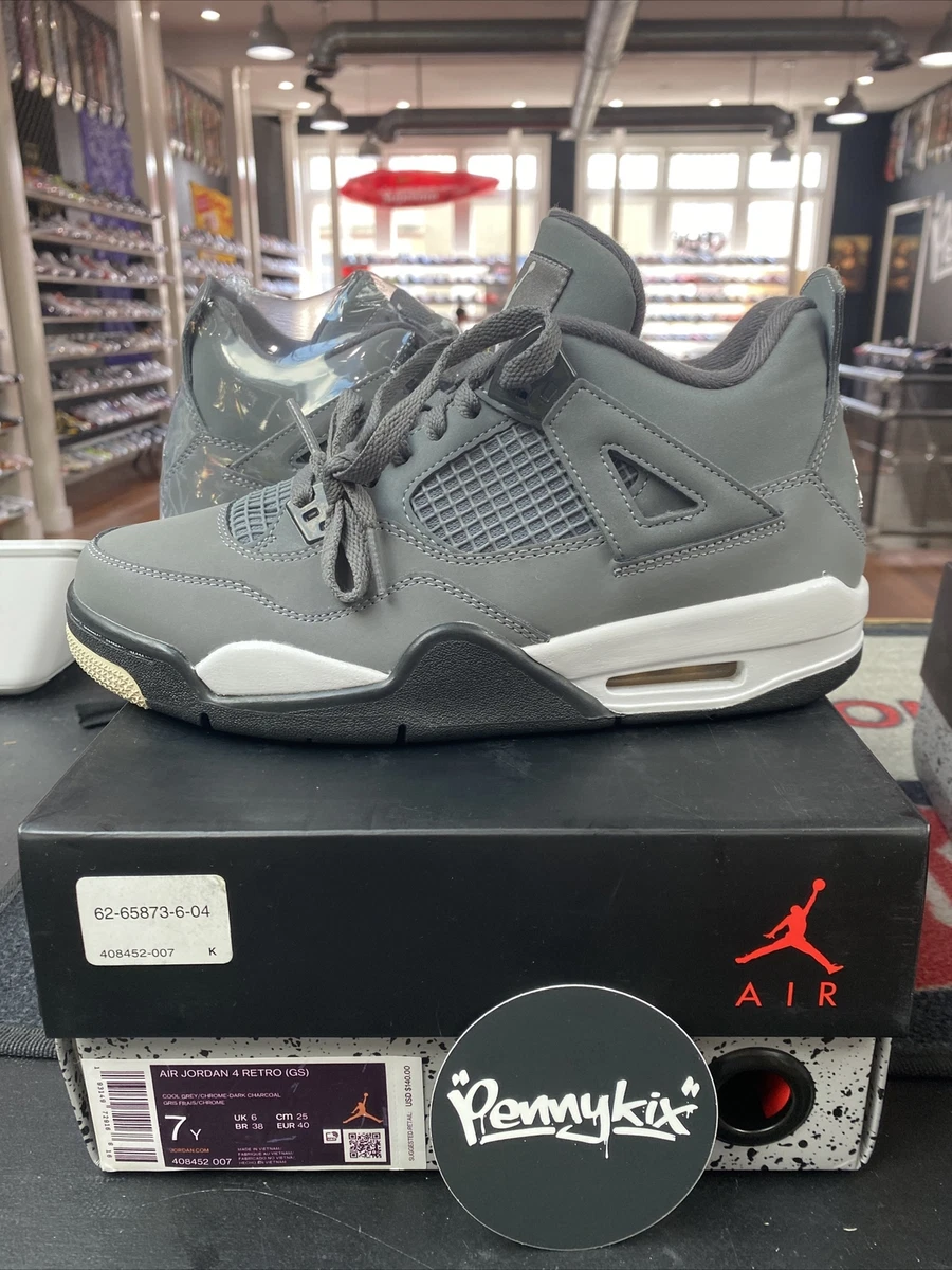Size 7Y - NEW Nike Air Jordan 4 Retro GS Cool Grey Sneakers 408452-007 Youth