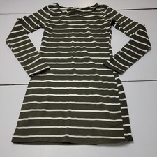 Heart Hips Women S Sweater Dress Green Stripe Stretch Scoop Neck Long Sleeve Top
