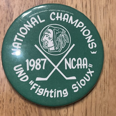 #ad #ad UND FIGHTING SIOUX University of North Dakota 1987 HOCKEY NATIONAL CHAMPIONS Pin $49.99