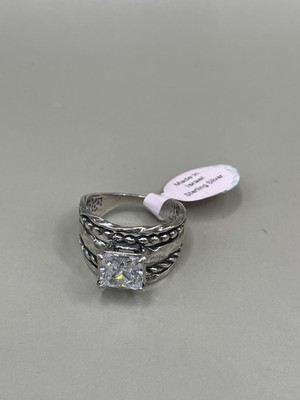 Noa Zuman Signed Sterling Silver 925 CZ Stone Hammered 8.25 Ring