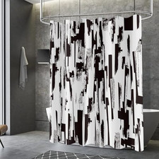 Black and White Shower Curtain, Abstract Art with Brushstrokes Chaos Image Print