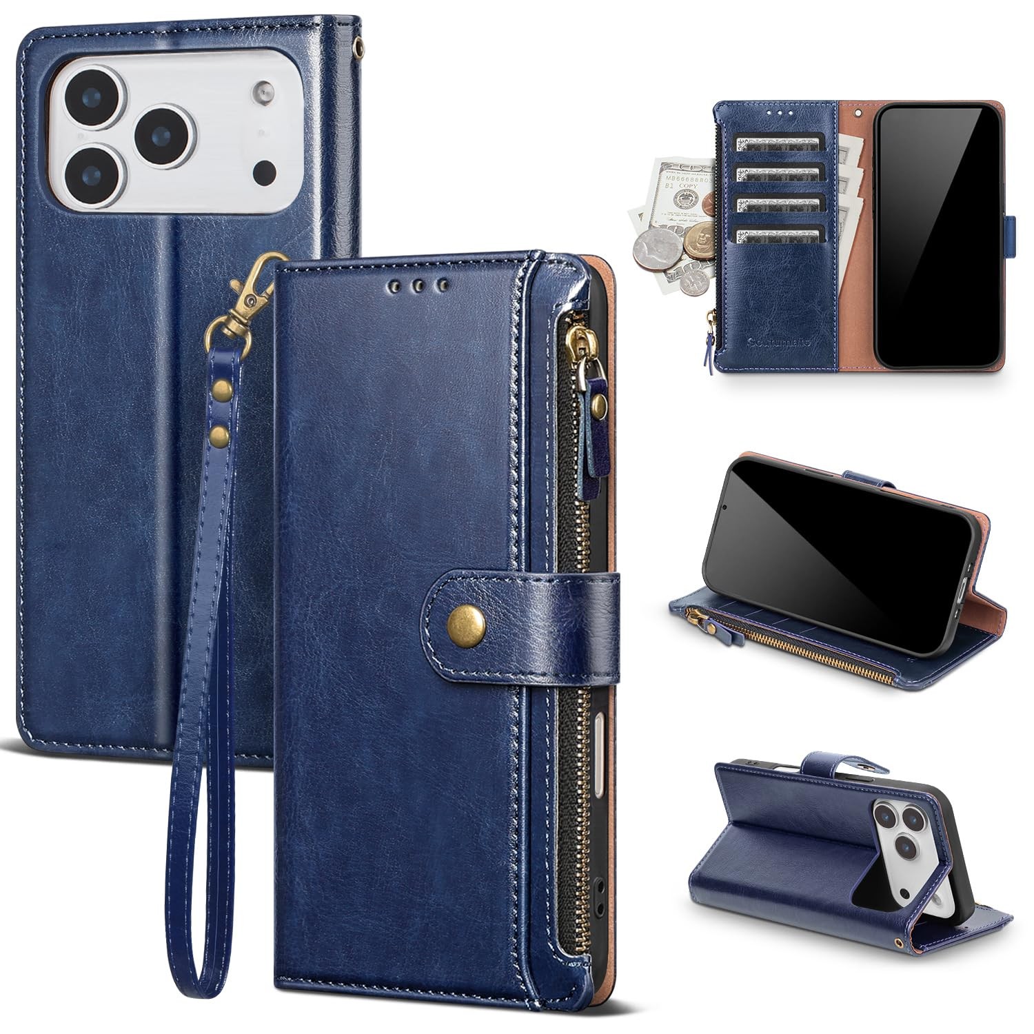 iPhone 17 Max RFID PU Leather Wallet Case