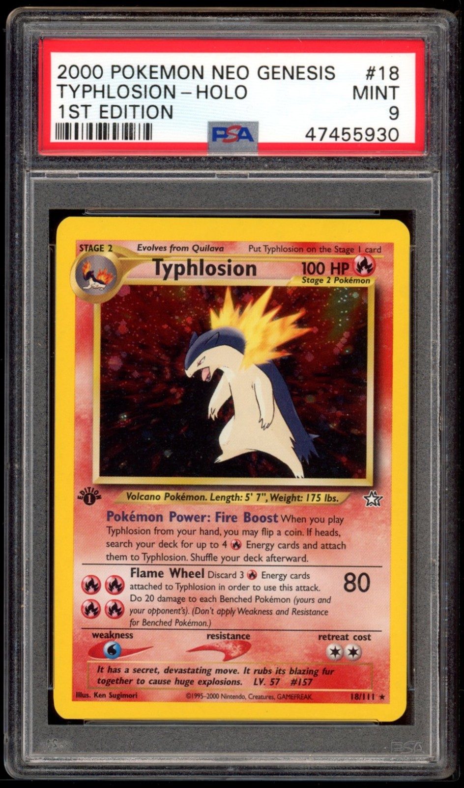 Typhlosion 18/11 PSA 9 Holo 1st Edition - Neo Genesis - Pokemon Card Game