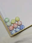 Set of 10 Vintage White Speckled Confetti Rough Surface Milk Glass Marbles