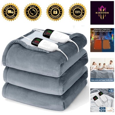 Soft Flannel Heating Blanket - Queen Size 84'' x 90'' with Auto Shut-Off Feature