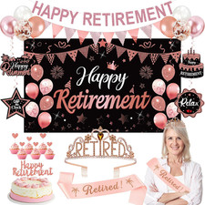 Rose Gold Retirement Party Decorations for Women, Retired Crown and Sash Retirem