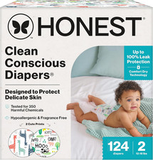 Pañales The Honest Company talla 2 124 unidades jirafas de colores caja de corral