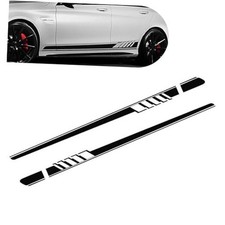 Car Body Side Skirt Decals, PVC Racing Long Stripes Decals, 88.58" 2 PCS Black