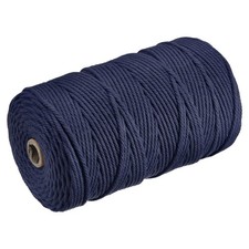 Cotton Rope Twine String Twisted Braided Cord, Navy Blue 200m/218 Yard