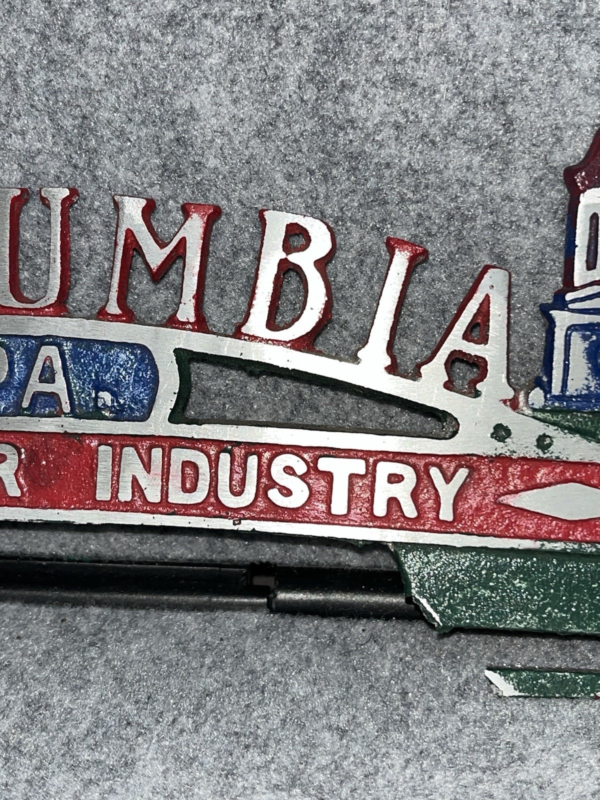 Pennsylvania License Plate Topper Columbia Pa Ideal for Industry Has Damage