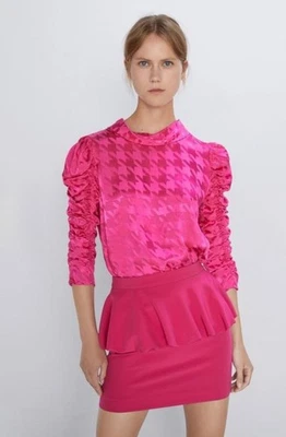 ZARA MINIROCK PINK Sommerrock mit VOLANTS Business Chic Gr. M  NEU  - Bild 1 von 4
