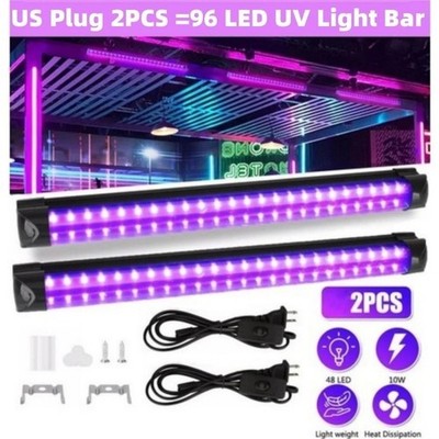 2Pcs 48LED UV Black Light Bar Fixtures Ultraviolet Lamp Strip US Plug Party Club