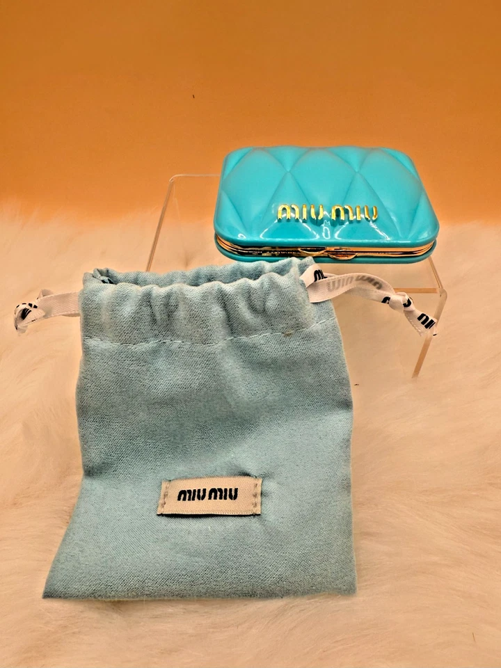 MUI MUI Turquoise Compact Dual Sided Mirror with Pouch NIB - Image 2 of 4