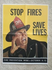 Vintage 1960,s Fire department poster,fire prevention poster 1960 mint shape